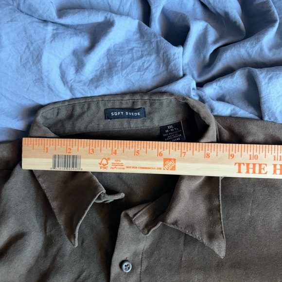 van heusen dress shirt Soft Suede Size XXL Brown 18-18 1/2 NWOT Button Up Pocket - Picture 12 of 13
